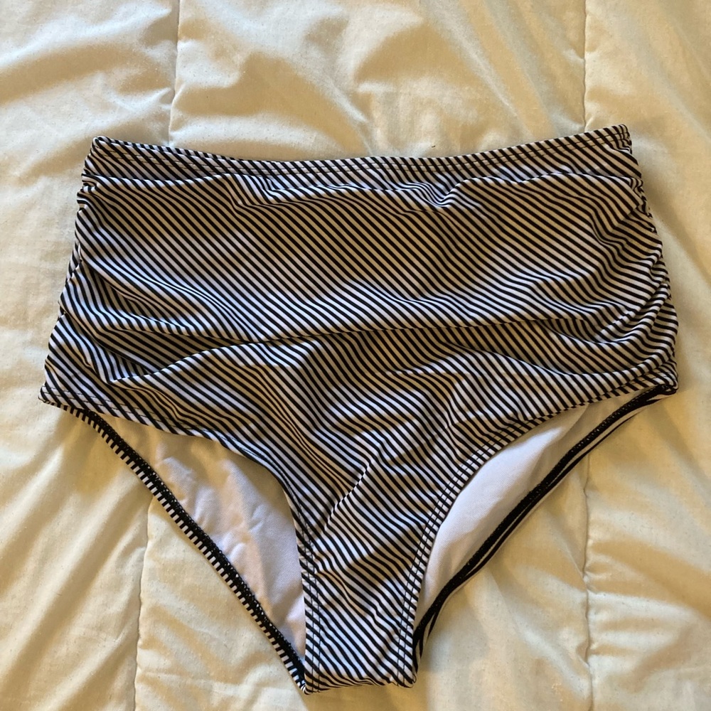 High waisted striped bikini bottom